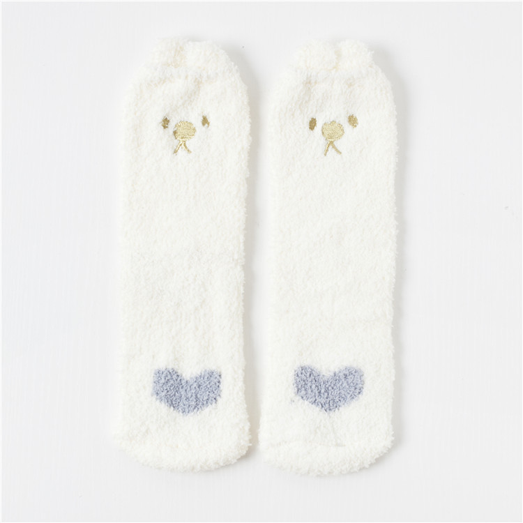 Kitty Coral Fleece Socks Thick Warm Autumn Winter Snow Girls Crew Socks Towel Socks Floor Socks Home Sleep Fluffy Fuzzy Socks